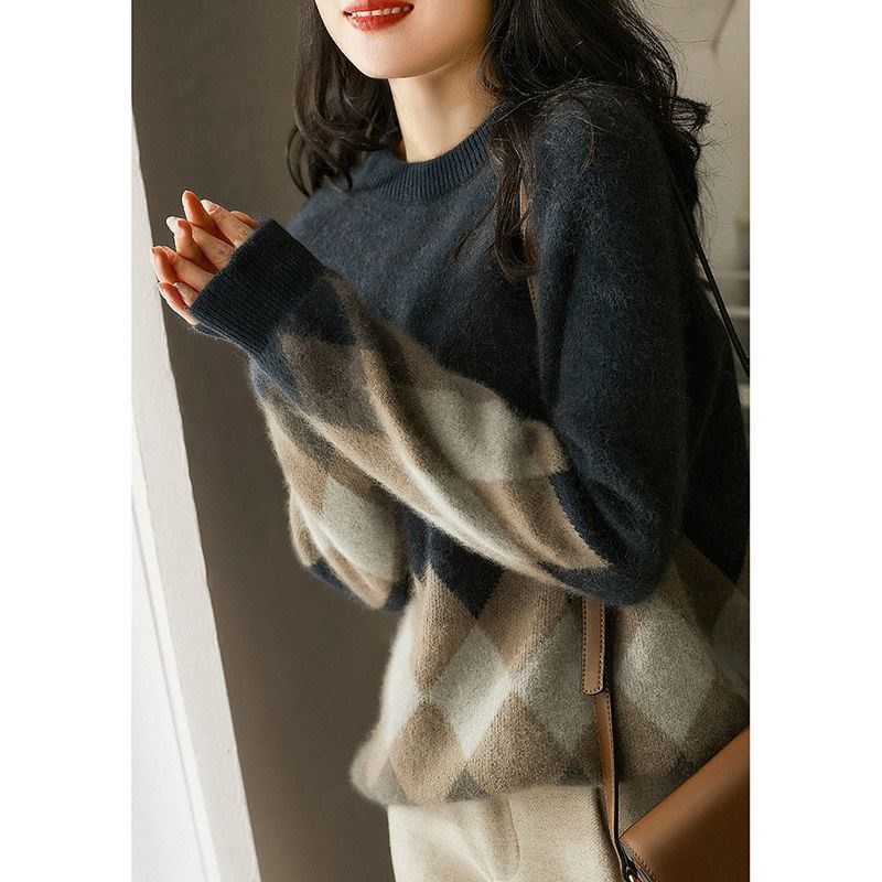 Christmas Red Round-neck Knitwear Loose Sweater For Women