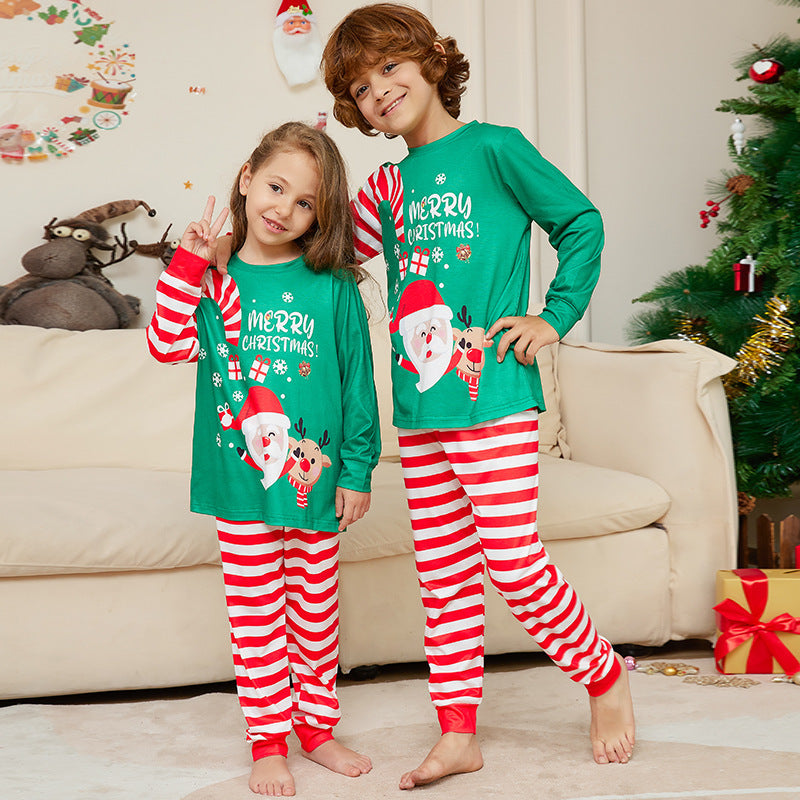 New Cartoon Santa Claus Letter Printing Parent-child Christmas Pajamas Home Wear Suit