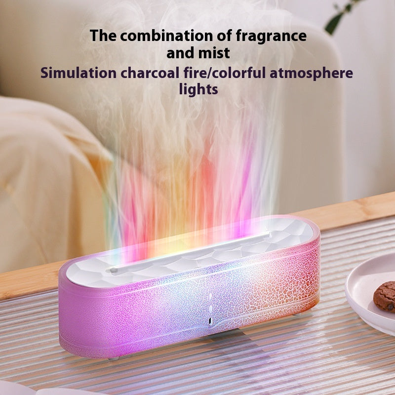 White Crack Flame Aroma Diffuser Seven-color Rainbow Light