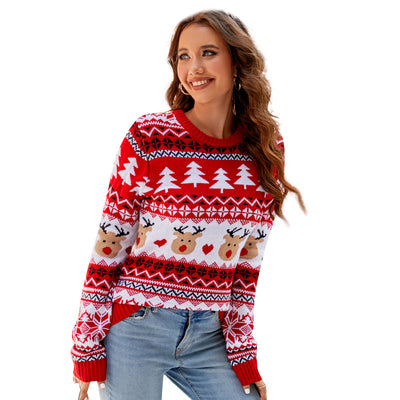 Jacquard Leisure Pullover Christmas Women's Knitted Sweater