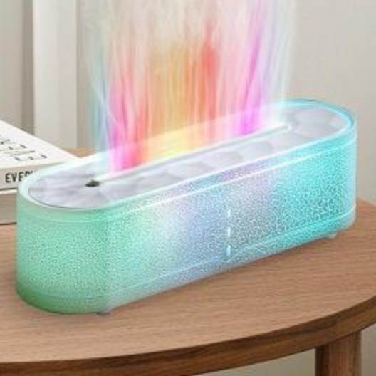 White Crack Flame Aroma Diffuser Seven-color Rainbow Light