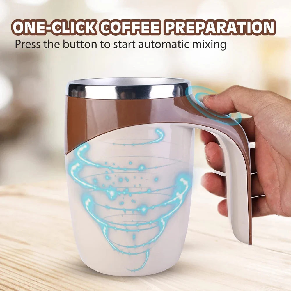 Automatic stirring cup portable rechargeable stainless steel rotating stirring coffee and milkshake cup suitable for home travel