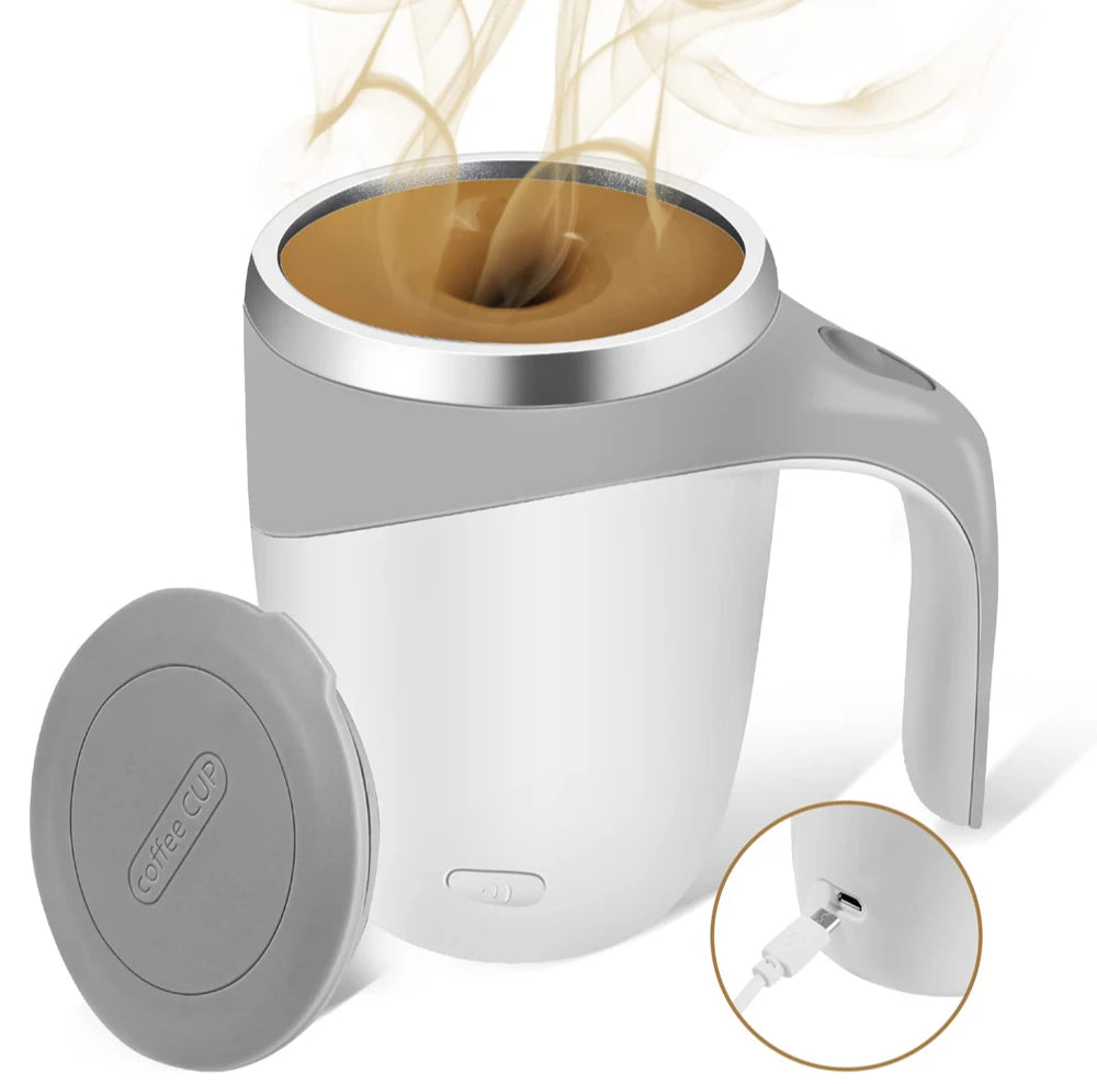 Automatic stirring cup portable rechargeable stainless steel rotating stirring coffee and milkshake cup suitable for home travel