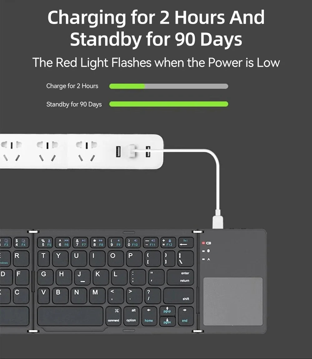 Bluetooth Folding Keyboard With Touchpad For IOS Android Windows Office Mini Wireless Keyboard Storage Three Systems Universal