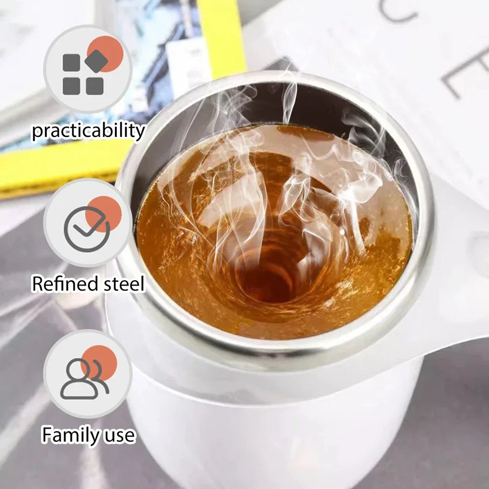 Automatic stirring cup portable rechargeable stainless steel rotating stirring coffee and milkshake cup suitable for home travel