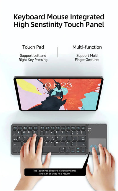 Bluetooth Folding Keyboard With Touchpad For IOS Android Windows Office Mini Wireless Keyboard Storage Three Systems Universal