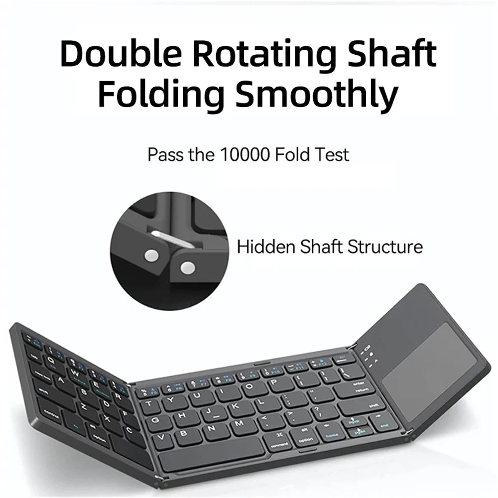 Bluetooth Folding Keyboard With Touchpad For IOS Android Windows Office Mini Wireless Keyboard Storage Three Systems Universal