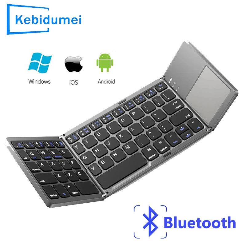 Bluetooth Folding Keyboard With Touchpad For IOS Android Windows Office Mini Wireless Keyboard Storage Three Systems Universal