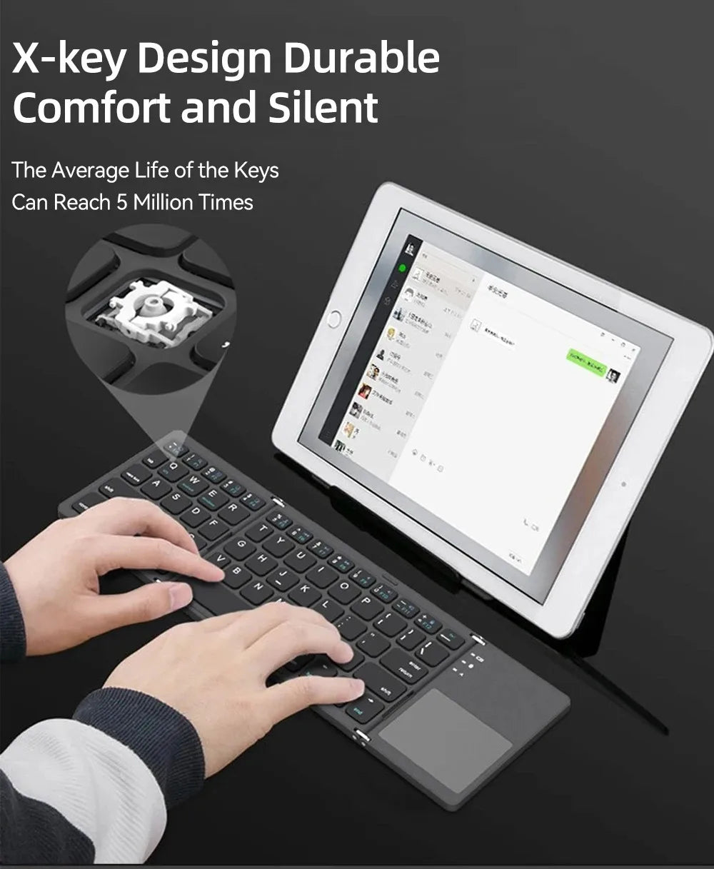 Bluetooth Folding Keyboard With Touchpad For IOS Android Windows Office Mini Wireless Keyboard Storage Three Systems Universal