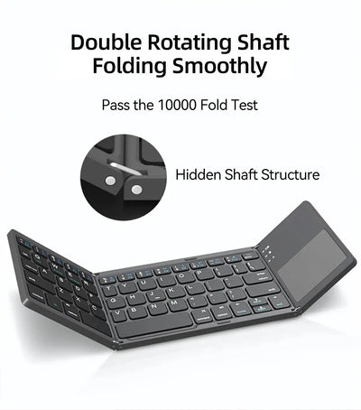 Bluetooth Folding Keyboard With Touchpad For IOS Android Windows Office Mini Wireless Keyboard Storage Three Systems Universal