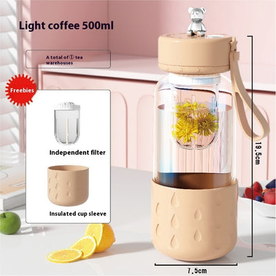 Tea Water Separation Magnetic Glass Water Cup Sealed Without Leakage Glass Tea Water Cup Infuser Tumbler Drinkware Water Bottle With Tea Filter