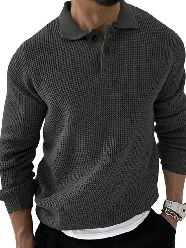 Lapel Sweater Men's Fashion Urban Slim Long Sleeve Knitted Sweater