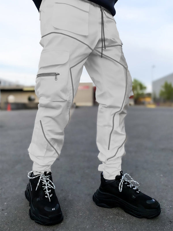 Men's trendy loose straight multi-pocket cargo pants