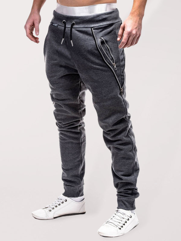 Men's fashion casual personalized zipper trim trousers