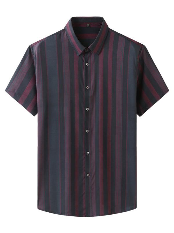 New plus size men's striped short-sleeved shirt