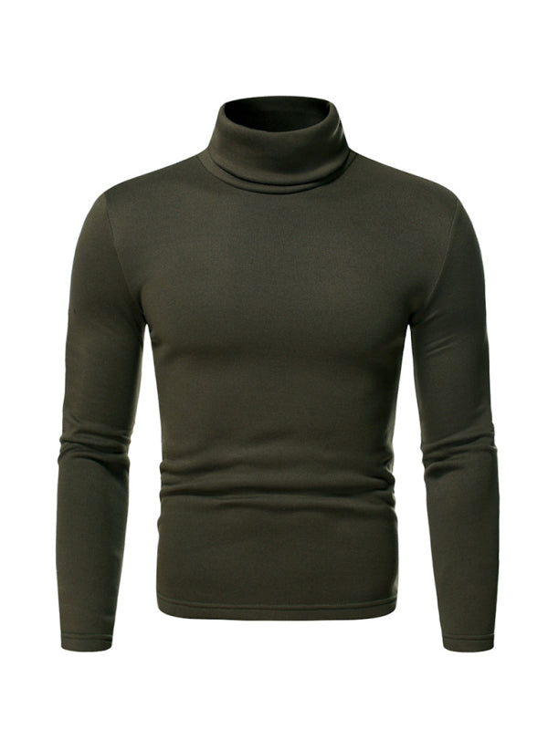 Men's fleece pullover turtleneck knitted top