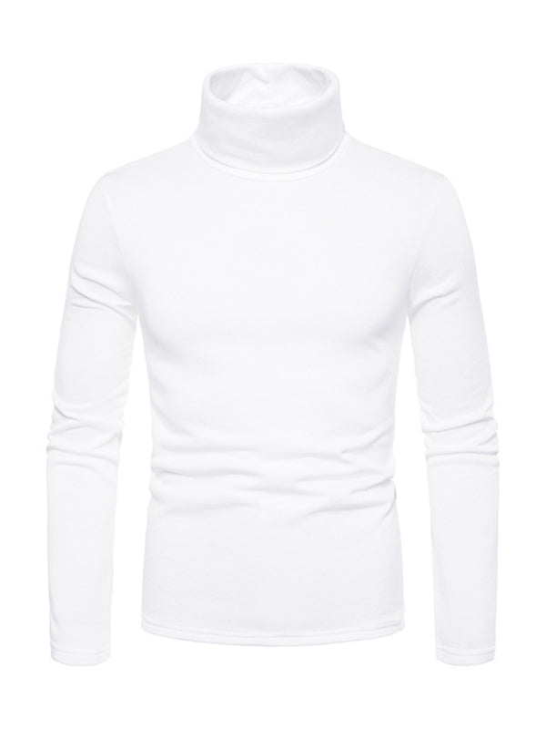 Men's fleece pullover turtleneck knitted top