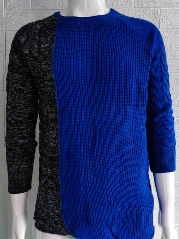 Men's new round neck long sleeve knitted slim sweater