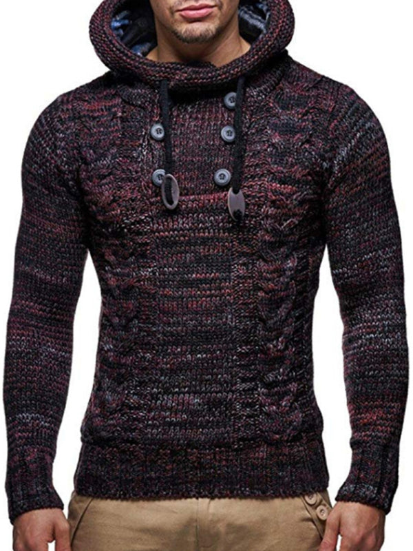 Men's Casual Knit Button-Up Turtleneck Sweater