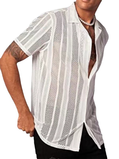 New Street Casual Button Knitted Short Sleeve Shirt