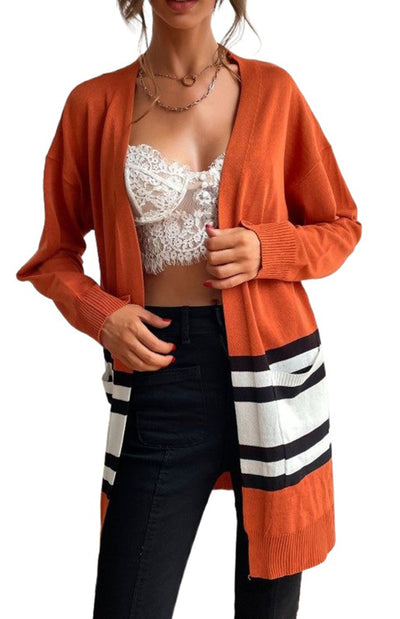 Women's Contrast Stitching Sweater Cardigan