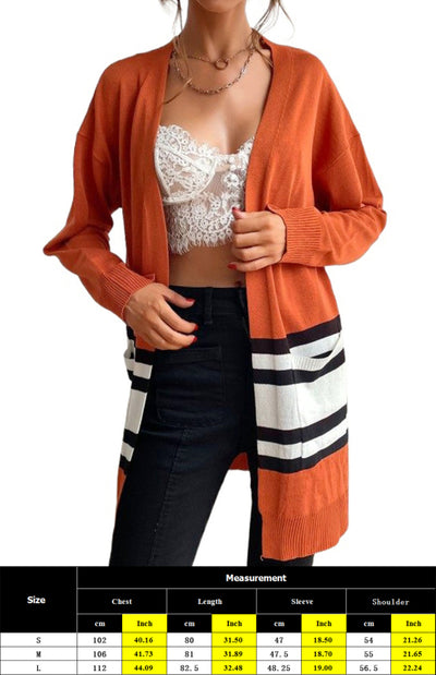 Women's Contrast Stitching Sweater Cardigan