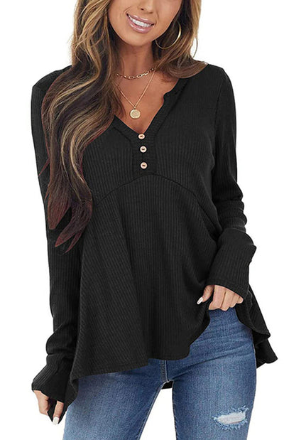 V-Neck Long-Sleeved Loose Bottoming Shirt