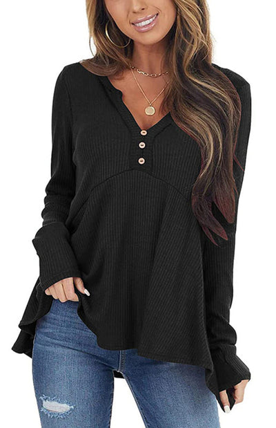 V-Neck Long-Sleeved Loose Bottoming Shirt