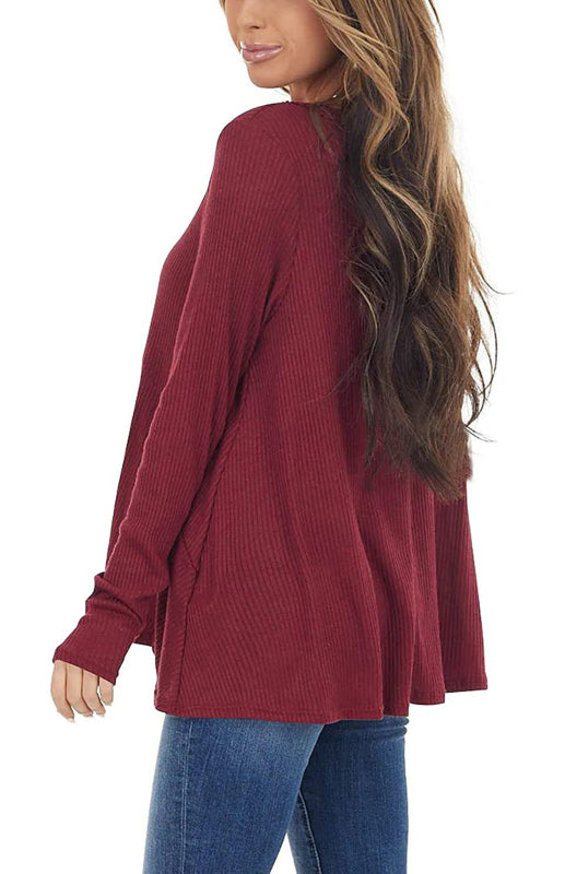 V-Neck Long-Sleeved Loose Bottoming Shirt