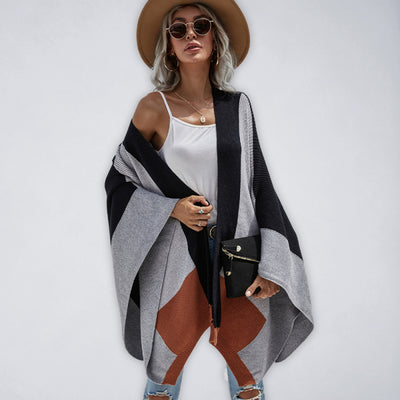 Women'S Plaid Oversized Loose Knit Cardigan