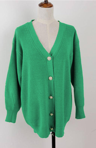 Candy Color Casual Loose Knit Button Cardigan