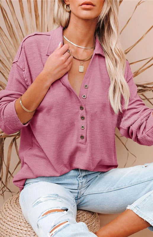 **Women's Fashion Casual Button-Up Blouse**