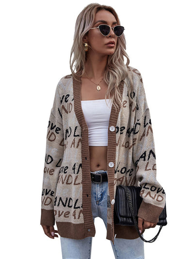 European and American street fashion women's long sleeve sweater coat