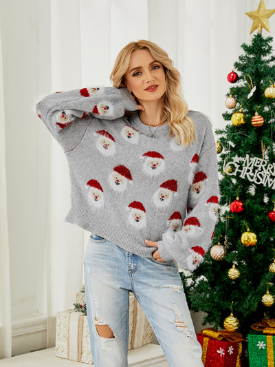 Women Christmas Santa Knit Pullover Sweater