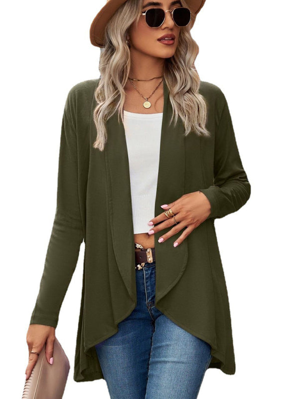 New Long Sleeve Solid Color Loose Cardigan Top Knitted Jacket