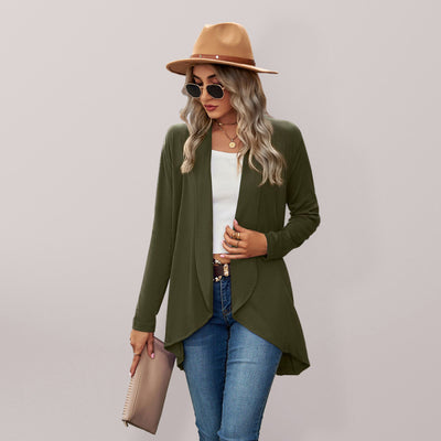 New Long Sleeve Solid Color Loose Cardigan Top Knitted Jacket