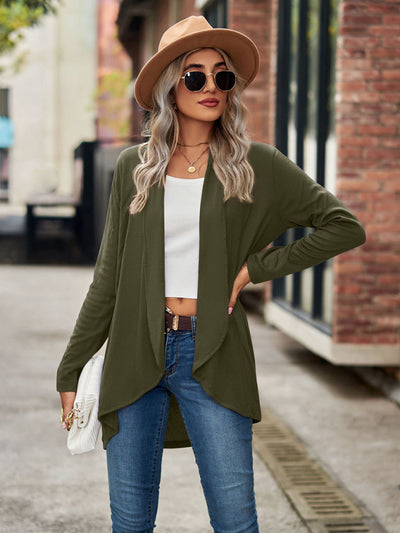 New Long Sleeve Solid Color Loose Cardigan Top Knitted Jacket