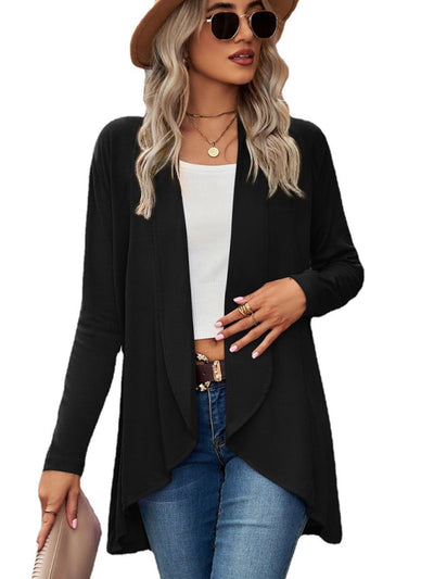 New Long Sleeve Solid Color Loose Cardigan Top Knitted Jacket