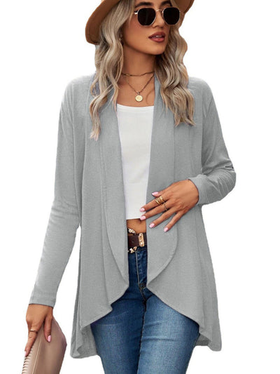 New Long Sleeve Solid Color Loose Cardigan Top Knitted Jacket