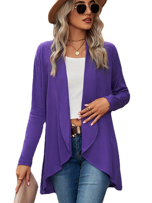 New Long Sleeve Solid Color Loose Cardigan Top Knitted Jacket