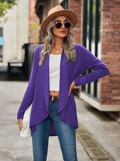 New Long Sleeve Solid Color Loose Cardigan Top Knitted Jacket