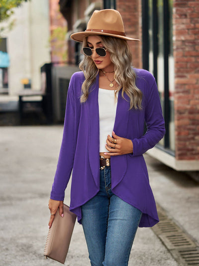 New Long Sleeve Solid Color Loose Cardigan Top Knitted Jacket