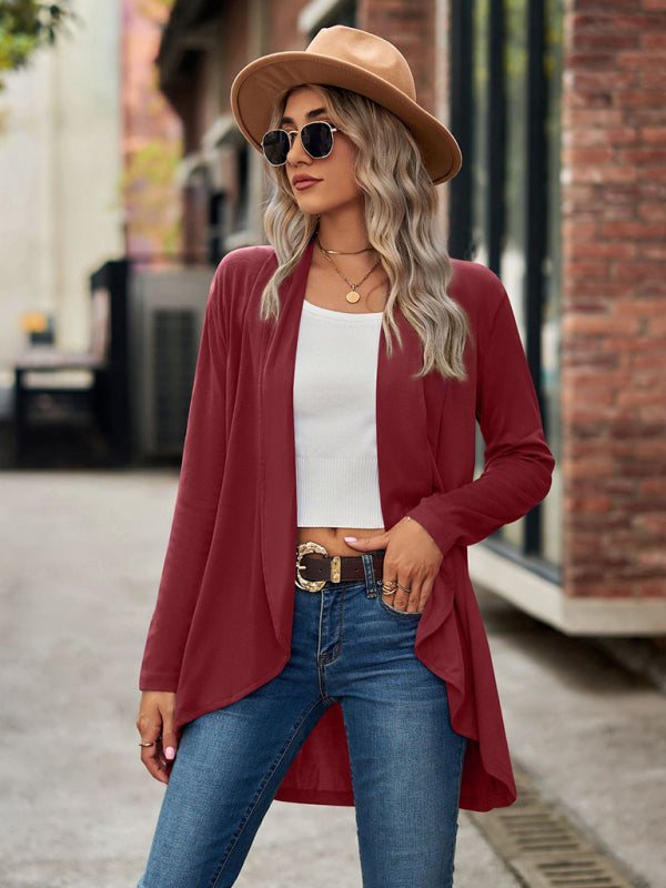 New Long Sleeve Solid Color Loose Cardigan Top Knitted Jacket