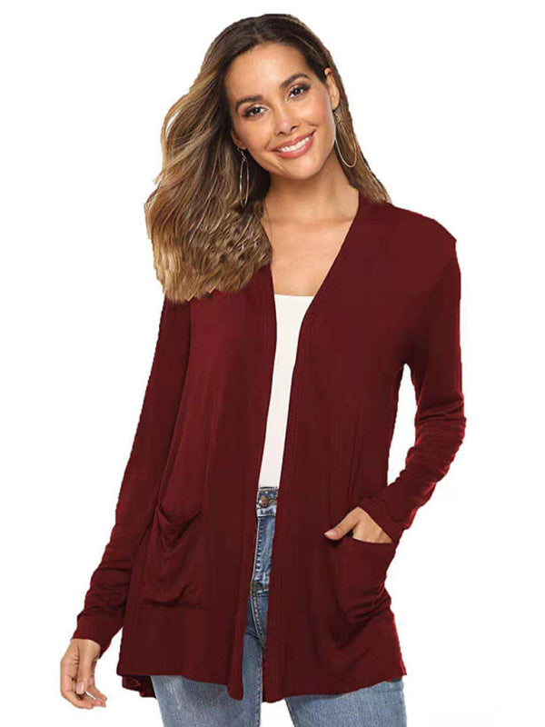 Women's all-match new mid-length long-sleeved cardigan