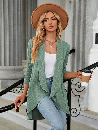 Women's Long Sleeve Loose Collar Cardigan Top Knitted Jacket