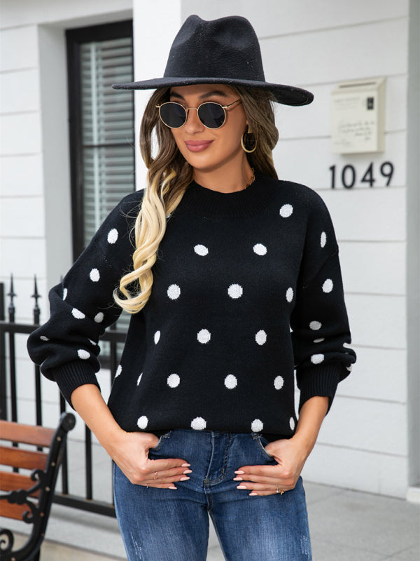 Women's Fashion Knit Polka Dot Pullover