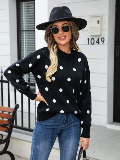 Women's Fashion Knit Polka Dot Pullover