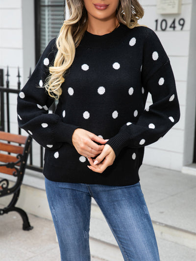 Women's Fashion Knit Polka Dot Pullover