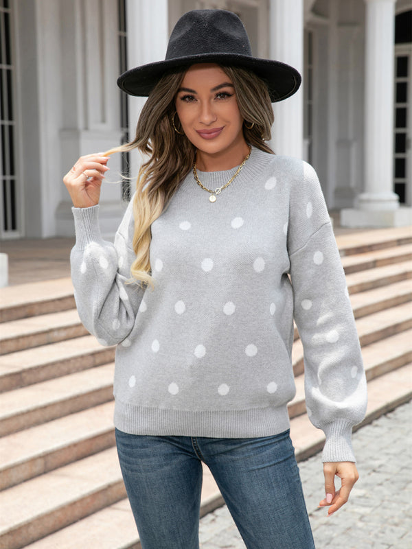 Women's Fashion Knit Polka Dot Pullover