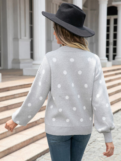 Women's Fashion Knit Polka Dot Pullover